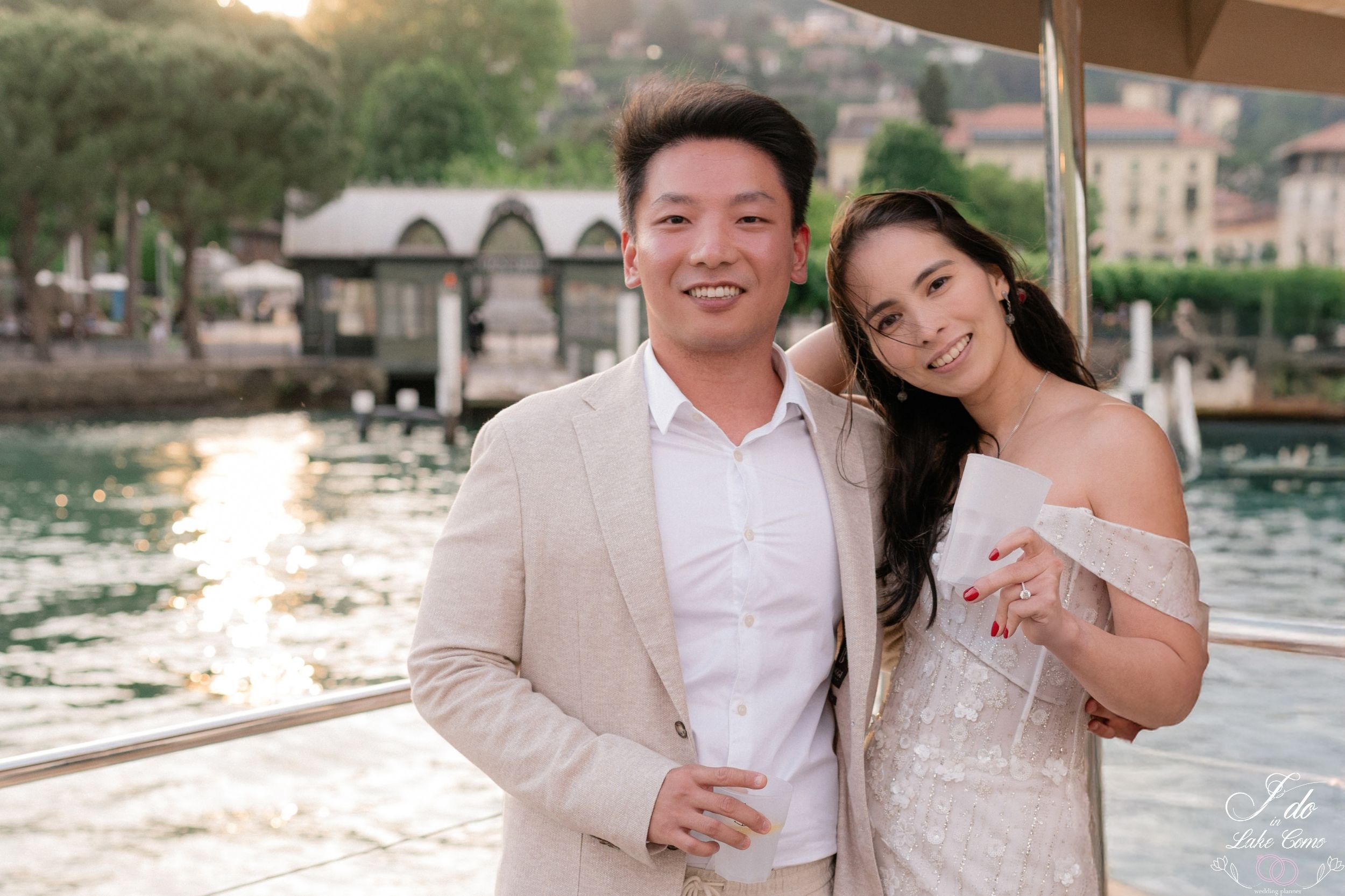 Before the vows: A pre-wedding boat party on the Mega Rospo, Lake Como wedding in lake Como