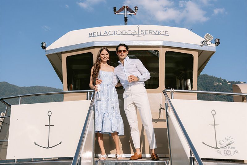 A fun pre-wedding event on Megarospo Boat, Lake Como wedding in lake Como